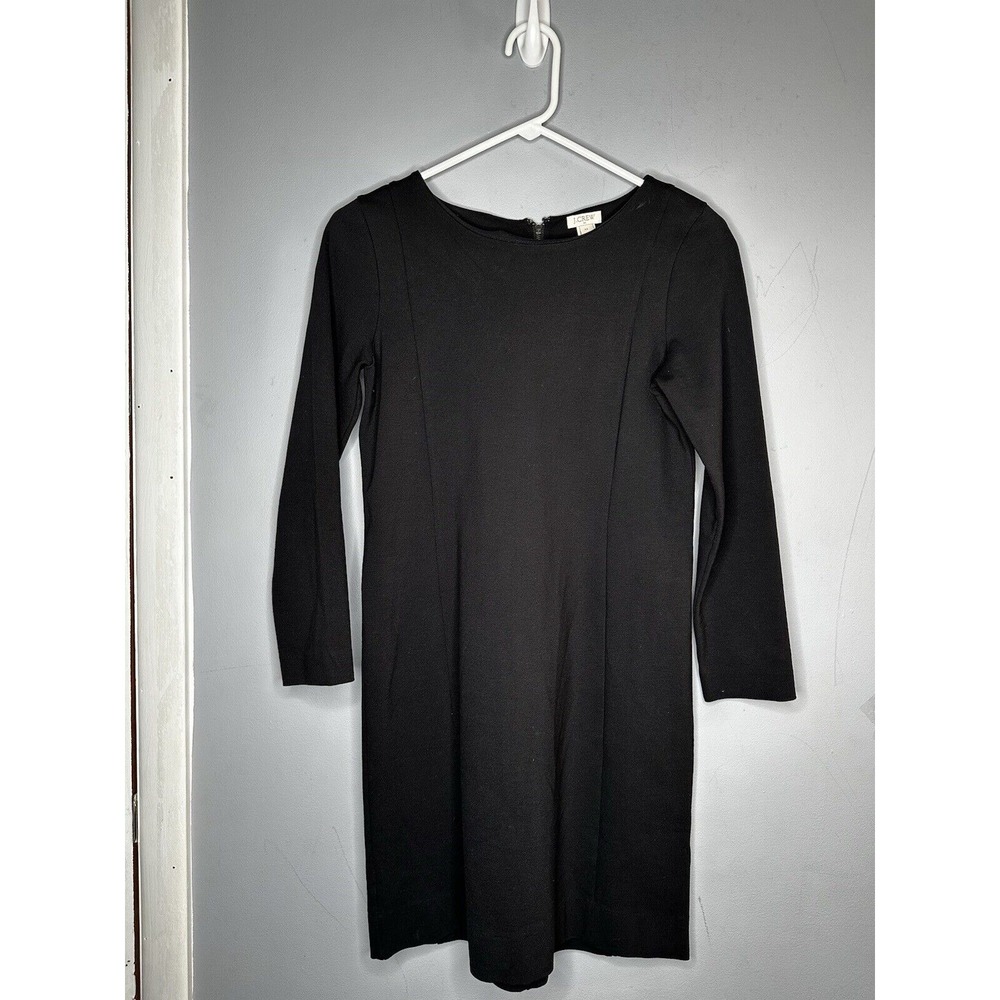 J. Crew STRETCH Ponte Knit Dress Long Sleeve Black Size XS Bodycon Mini